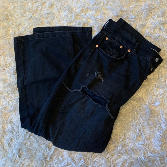 High Waisted Destroyed Crop Flared Jeans - Picture 3 of 9